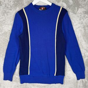 Vtg 70s Innsbruck Sweater Boys XL Austrian Wool Blue Pullover Crewneck *Holes